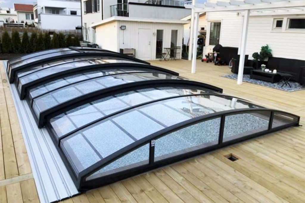 Flaches Pooldach Aluna® Variant Light R1